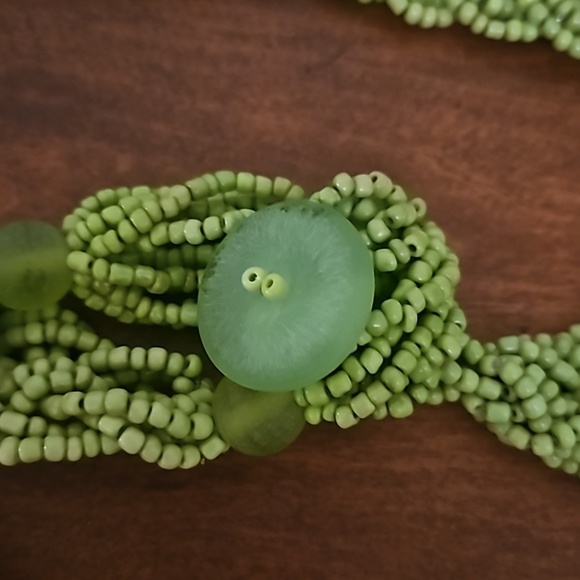 Vintage 1970s Lime Green Braided Glass Beaded Boho Festival Belt main image 4